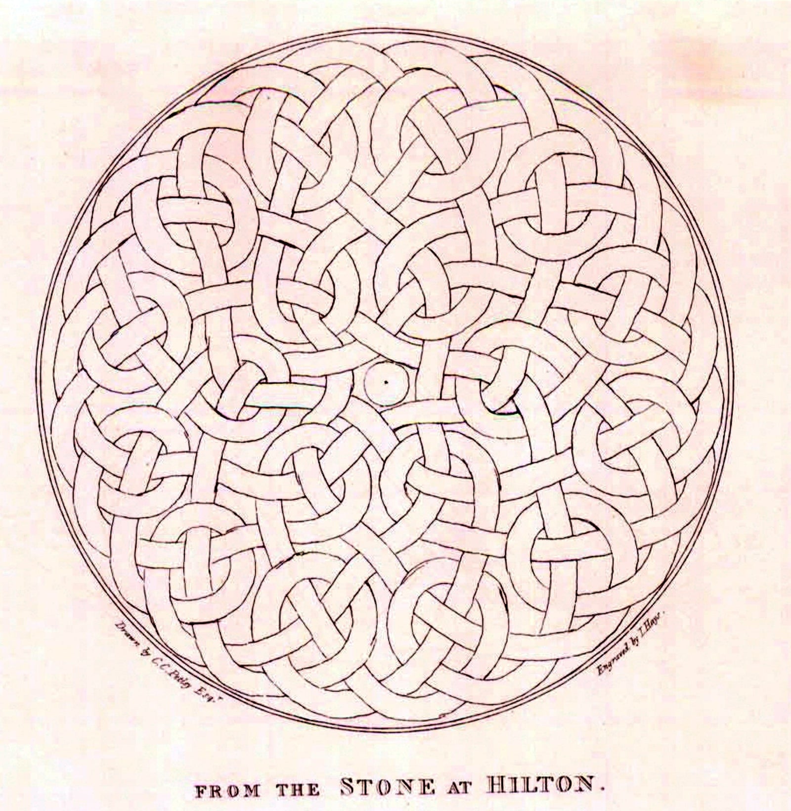 Détail de noeuds celtiques sculptés sur la pierre de Hilton of Cadboll - Entrelacs celtiques traditionnels
