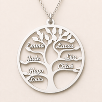 Thumbnail for Gros plan du pendentif Arbre de Vie personnalisable avec prénoms français