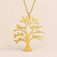 Thumbnail for Collier Arbre de Vie personnalisé famille en finition dorée