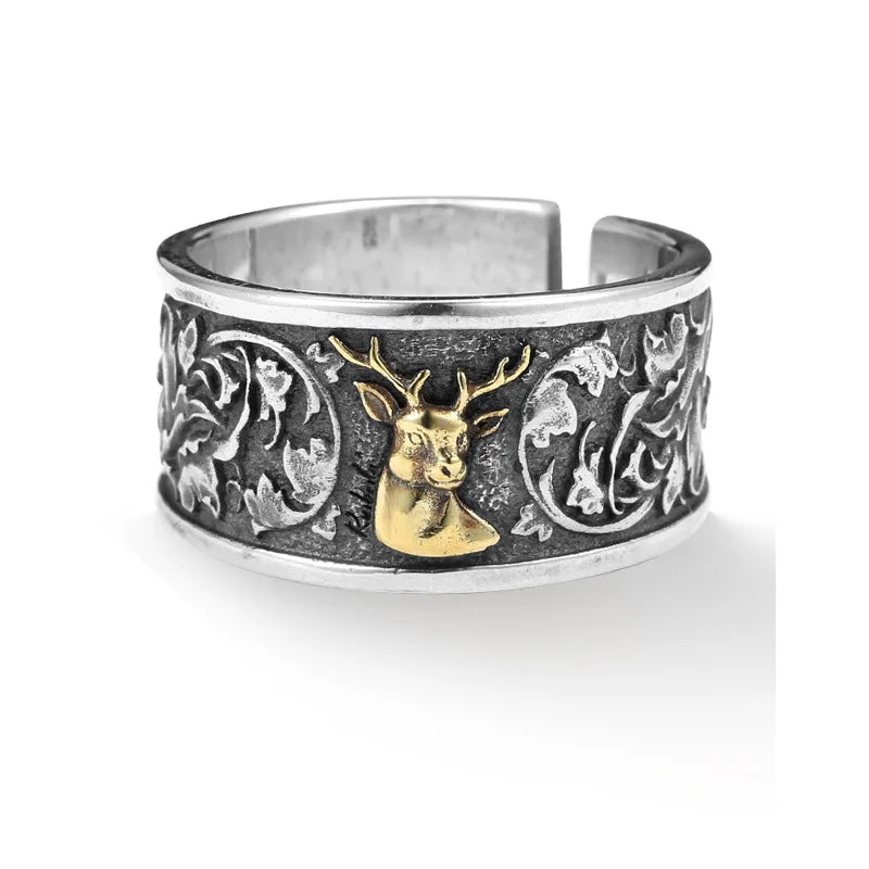 bague cerf argent